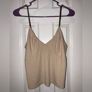 Beige Women's chain Camisole Top sleeveless blouse date night sport party shirt